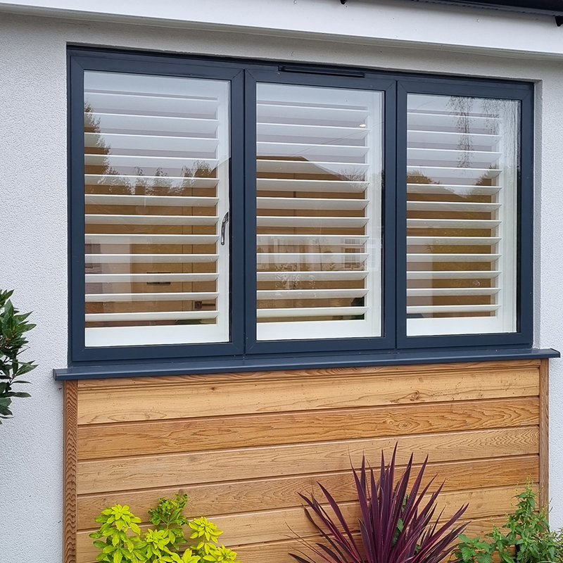 Hardwood shutters with 76mm louvers