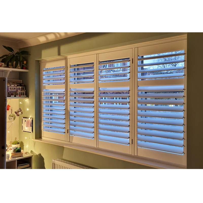 full height hardwood shutter with t posts