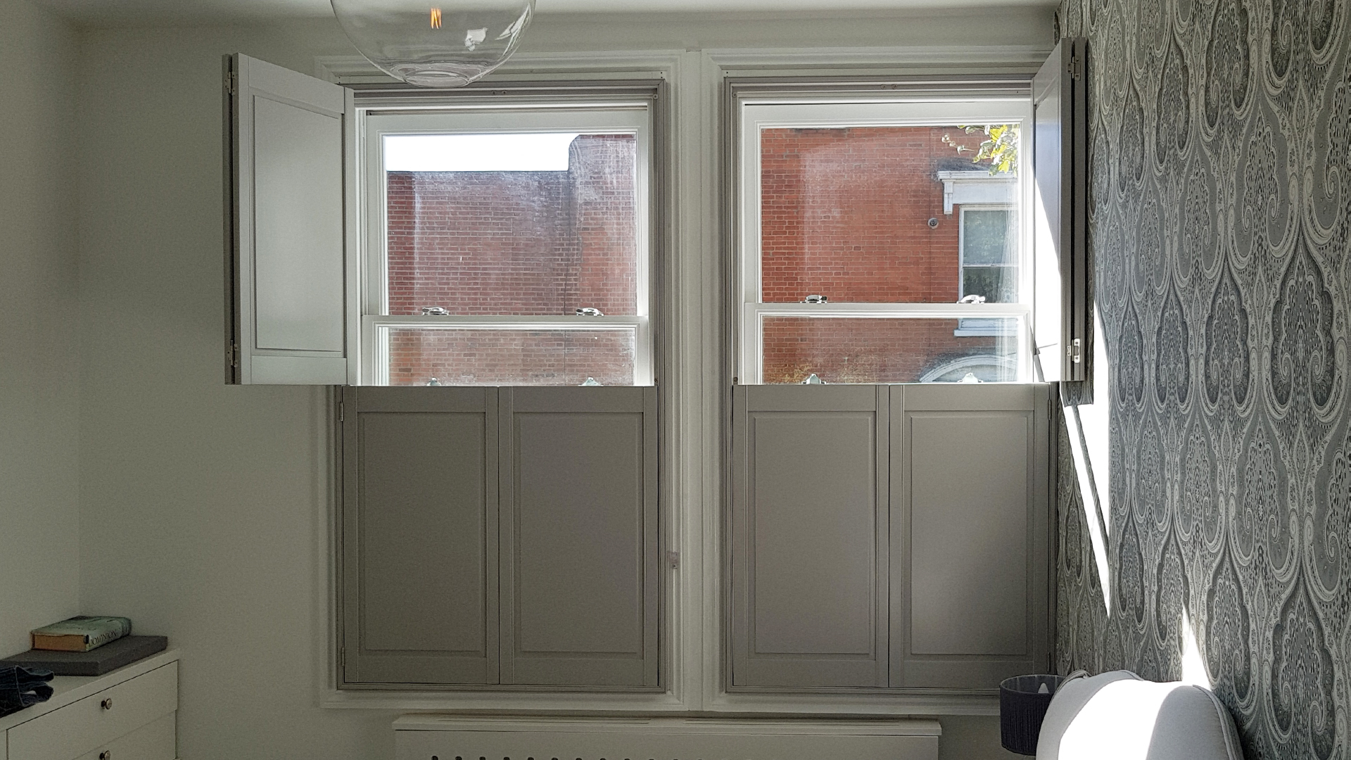 traditional solid panel shutters